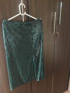 Sparkling Emerald Sequin Skirt