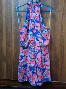 Vibrant Floral Halter Neck Dress