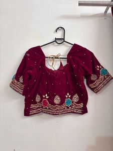 Exquisite Maroon Velvet Lehenga Choli