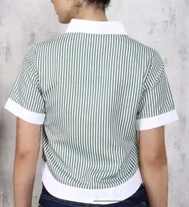 Striped Cropped Button-Up Shirt