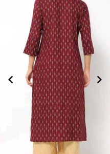 Burgundy Textured Straight Kurta With Palazzos