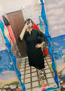 Elegant Black Kurta with printed pant