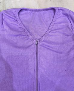trendy full sleeves lavender crop top with v-neck.