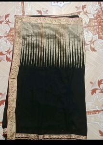 Black Colour Zardozi Work Party Wear Saree With Be