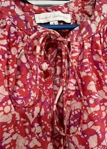 Red &amp; White Batik Print Kurta