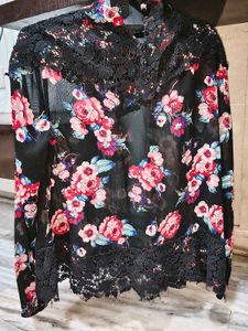 Floral Lace Sheer Blouse