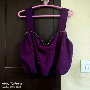 Purple Embellished Blouse With Matching Jewellery