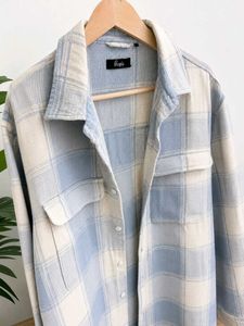 Men's Soft Checked Blue Button-Up Shirt