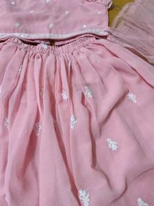Pink Frill Sleeve Dress Set