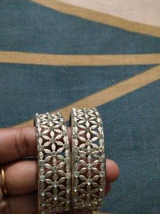 Elegant Silver Filigree Bangles (Pair)