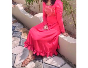 Elegant Pink Long Sleeve Dress