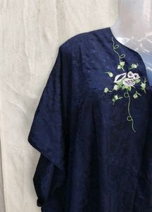 Elegant Navy Blue Embroidered Kaptan