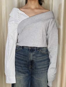 Stylish Grey One-Shoulder Top