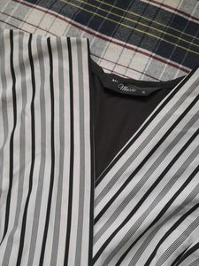 SEXY OFFICE CORE BLACK AND WHITE STRIPPED DRESS