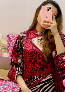 Red Animal Print Dress- Size XL
