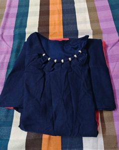 Stylish Navy &amp; Pink Striped Kurta Set