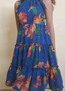 Boho Floral Print Tiered Mini Dress