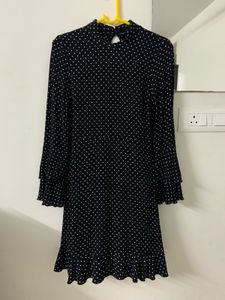 ZARA Black Polka Dot Flared Dress