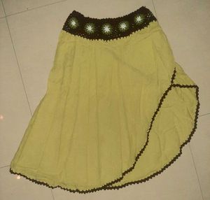 💚 Lemon-Green Bohemian Crochet Skirt - Free Size
