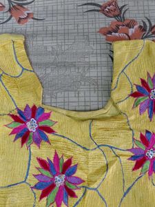 Yellow Floral Embroidered kurta
