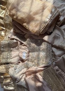 Elegant Beige Anarkali Gown with bottom