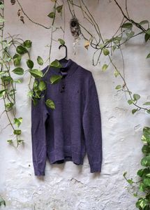 ralph lauren Purple Button Neck Knit Sweater