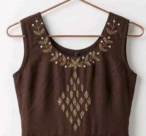 Elegant Brown Embroidered Gown