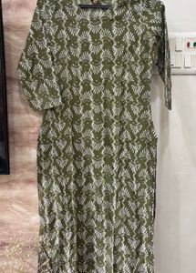 Olive Green Printed Kurta