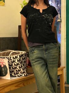 Y2K Graphic Lace Top