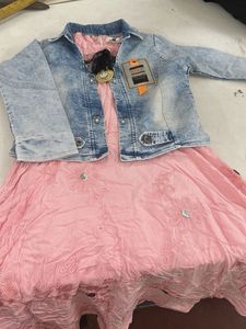 Denim Jacket &amp; Pink Dress Set