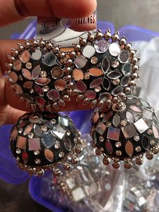 Mirror Jhumka Earrings &amp;Stude