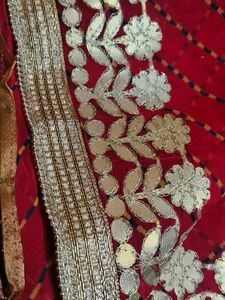 Red Saree with Gold Border