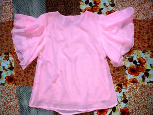 Chic Pink Ruffled Sleeve Top
