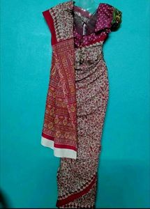 multi colour crape saree