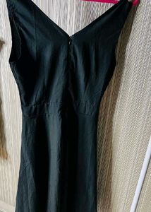 Black Embroidered V-Neck Dress