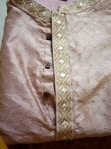 Elegant Men's Kurta with Detailed Embroidery