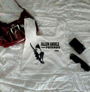 Graphic Angel Print Crop Tank Top