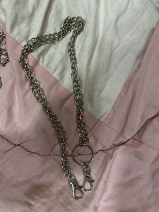 y2k silver waist chain heart belt