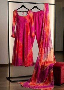 Vibrant Pink &amp; Orange Kurta Set