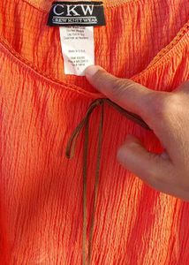 Boho Orange Crinkle Top