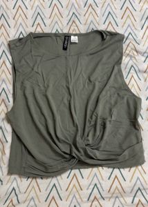 Olive Green Twist Front Tank Top