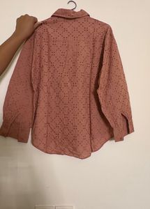 Chic Eyelet Button-Up Blouse