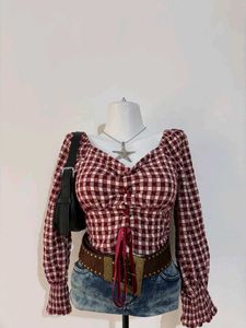 Chic Gingham Puff Sleeve Top❤️