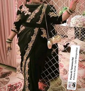 Elegant Bottel Green Velvet Saree