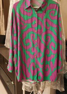 Vibrant Swirl Print Button-Up Shirt