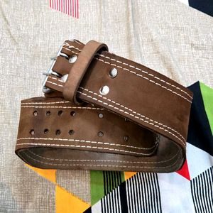Durable Brown Leather Weightlifting Belt