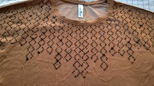 Brown Embellished Round Neck Top