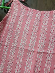 Pink Striped Sleeveless Kurta