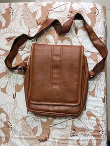 Brown Faux Croc Crossbody Bag
