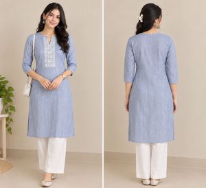 Sparkling Striped Light Blue Kurta